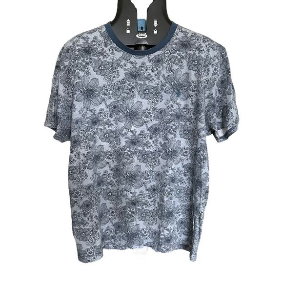 Original Penguin Munsingwear Short Sleeve Blue Ringer T-Shirt Floral Print XL - Picture 1 of 6